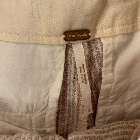 Free people seersucker blush pink and cream striped paper bag pants -2 - Picture 5 of 7
